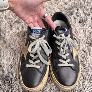 Golden Goose high star Black Leather Sneakers with Gold Star